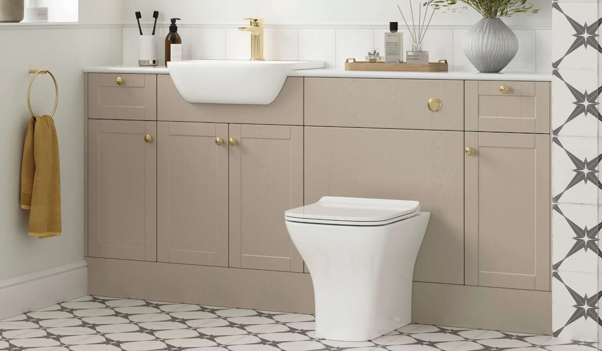 built in vanity furniture with btw toilet