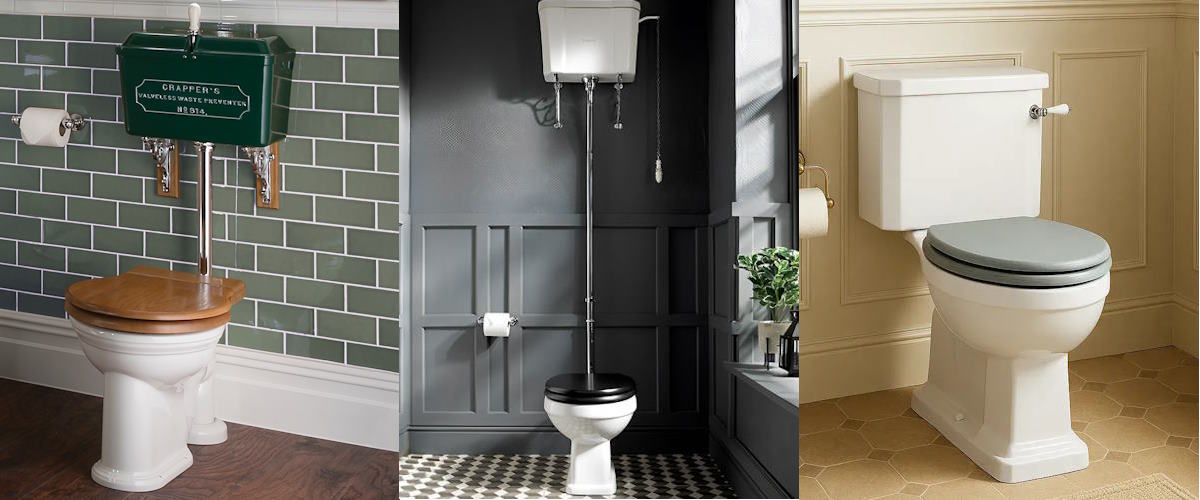 a range of period style toilets